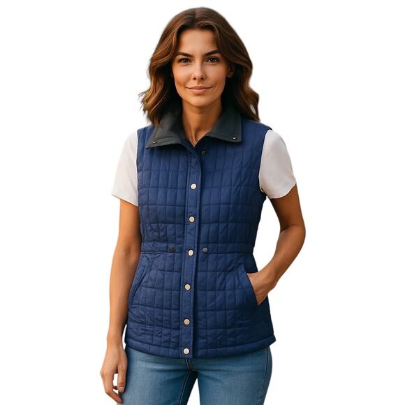 Casual Identity Size Medium  Quilted Vest-Vegan Leather Collar-Gorpcore - Picture 1 of 9
